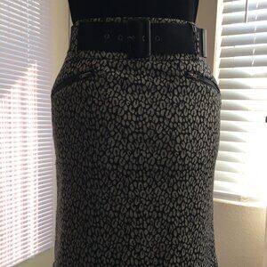 Black & Grey Cheeta Print skirt w/Belt